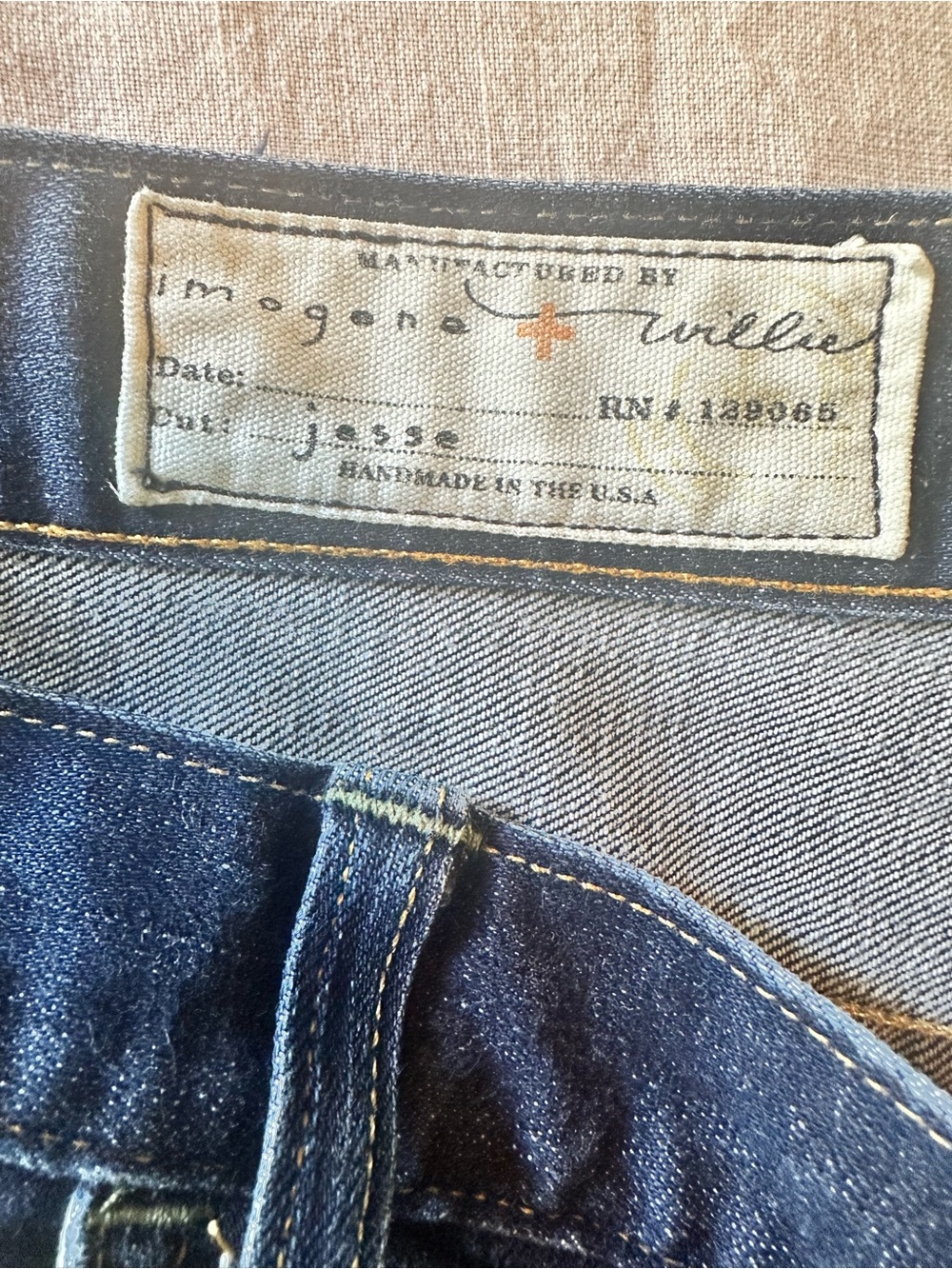 Imogene & Willie Jesse  Dark Wash Handmade In USA Stretch Denim